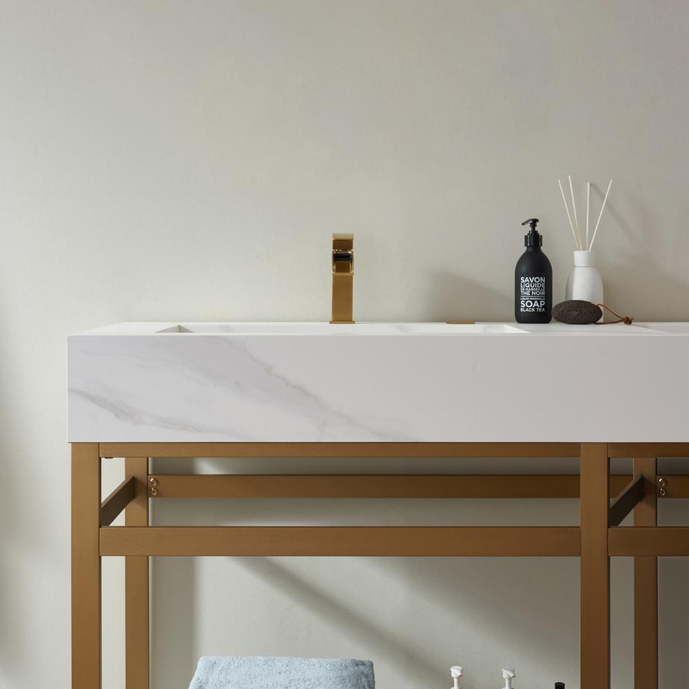Vanity with stainless steel bracket match with stone Countertop Without Mirror. Picture 9