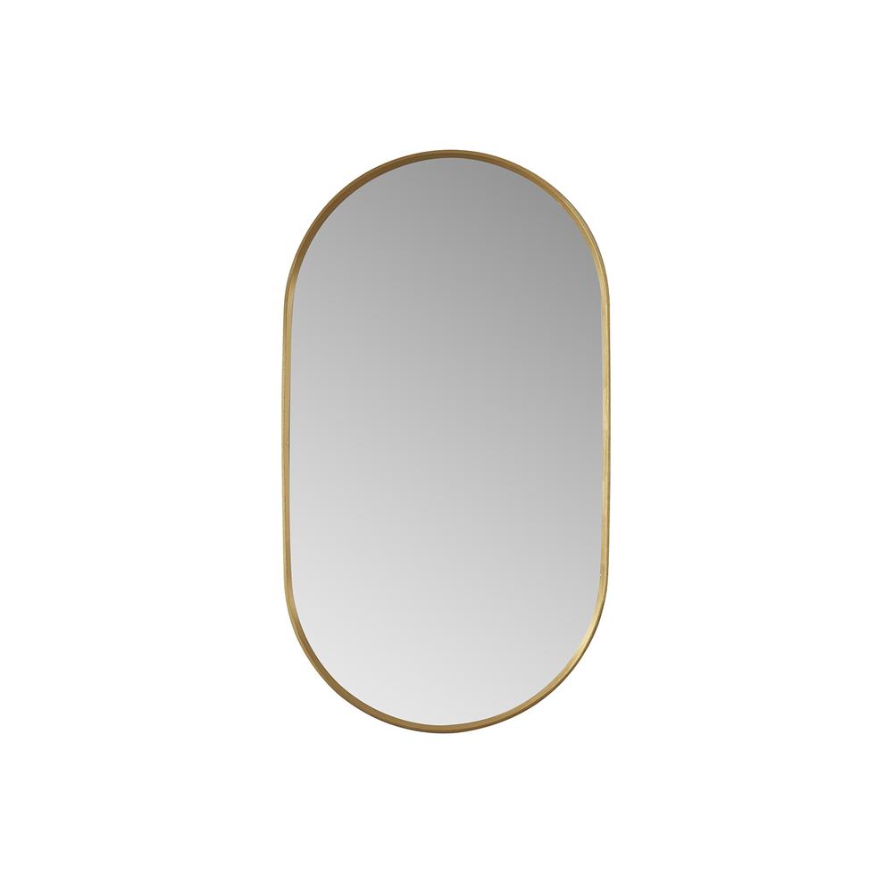 Miajadas 20 in. W x 36 in. H Oval Metal Wall Mirror in Brushed Gold. Picture 1