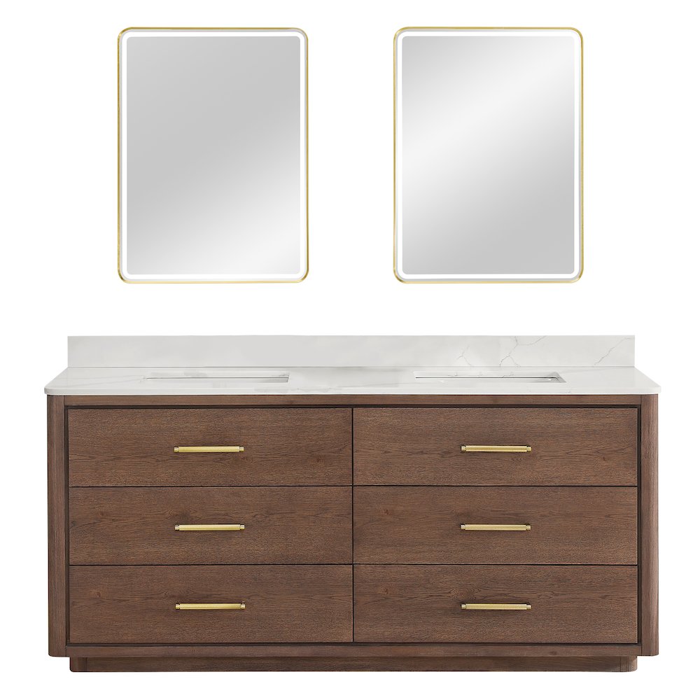 Porto 72" Free-standing Double Bath Vanity in Aged Dark Brown Oak. Picture 2