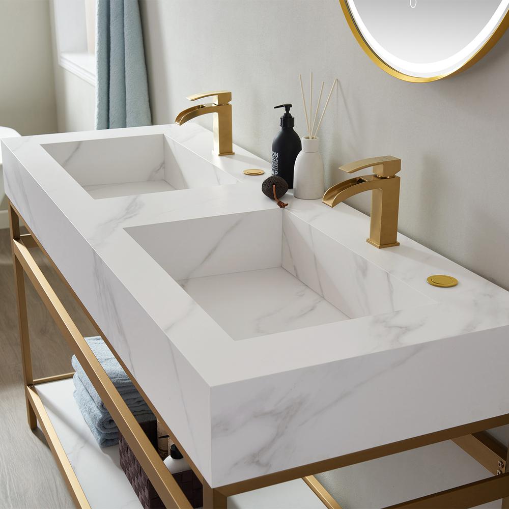 Vanity with stainless steel bracket match with stone Countertop With Mirror. Picture 6