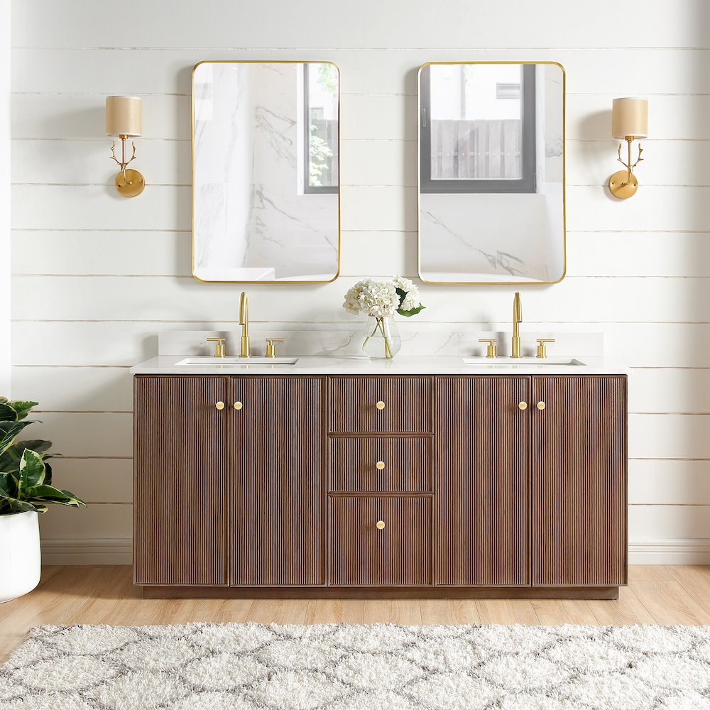 Oza 72" Free-standing Double Bath Vanity in Aged Dark Brown Oak. Picture 3