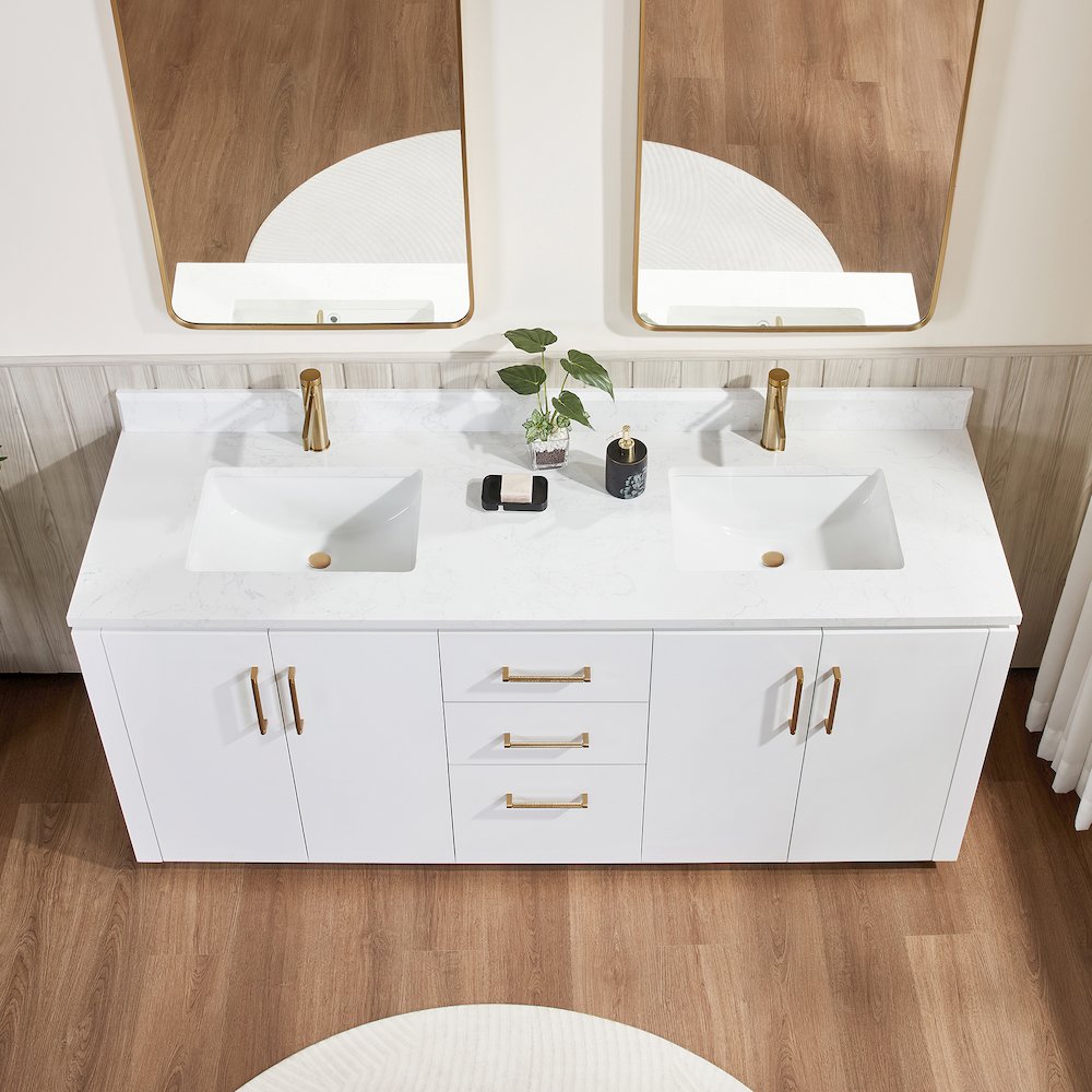 San 72" Free-standing Double Bath Vanity in White. Picture 5