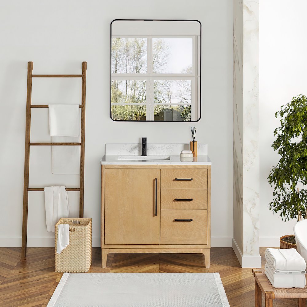 Gara 36" Free-standing Single Bath Vanity in Washed Ash Grey. Picture 4