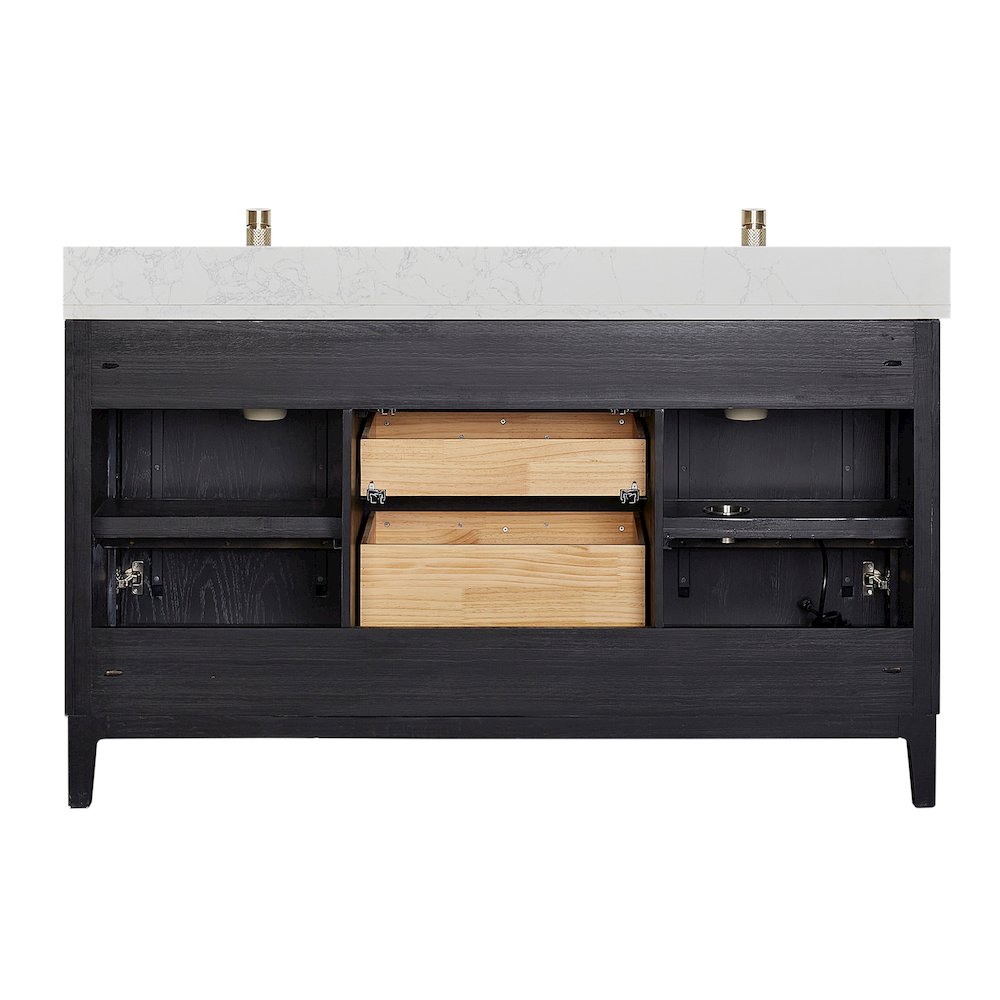 Gara 60M" Free-standing Double Bath Vanity in Fir Wood Black. Picture 16