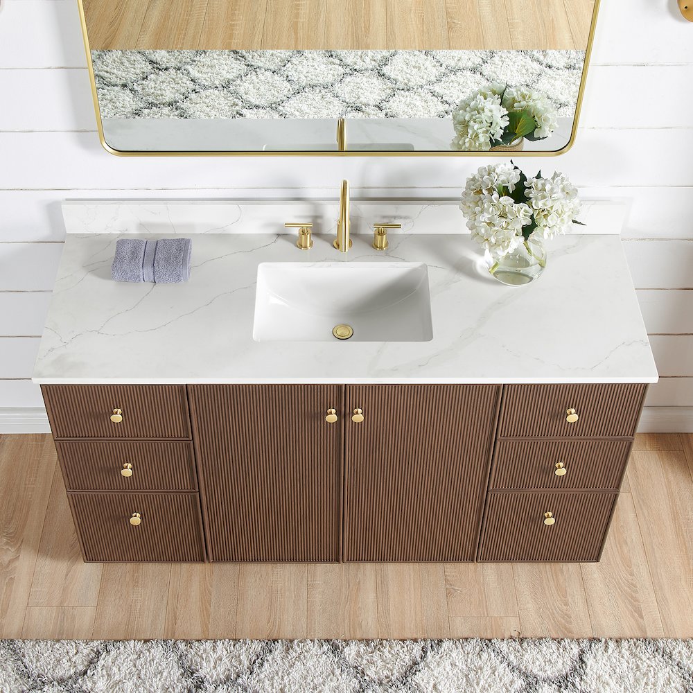 Oza 60" Free-standing Single Bath Vanity in Aged Dark Brown Oak. Picture 6
