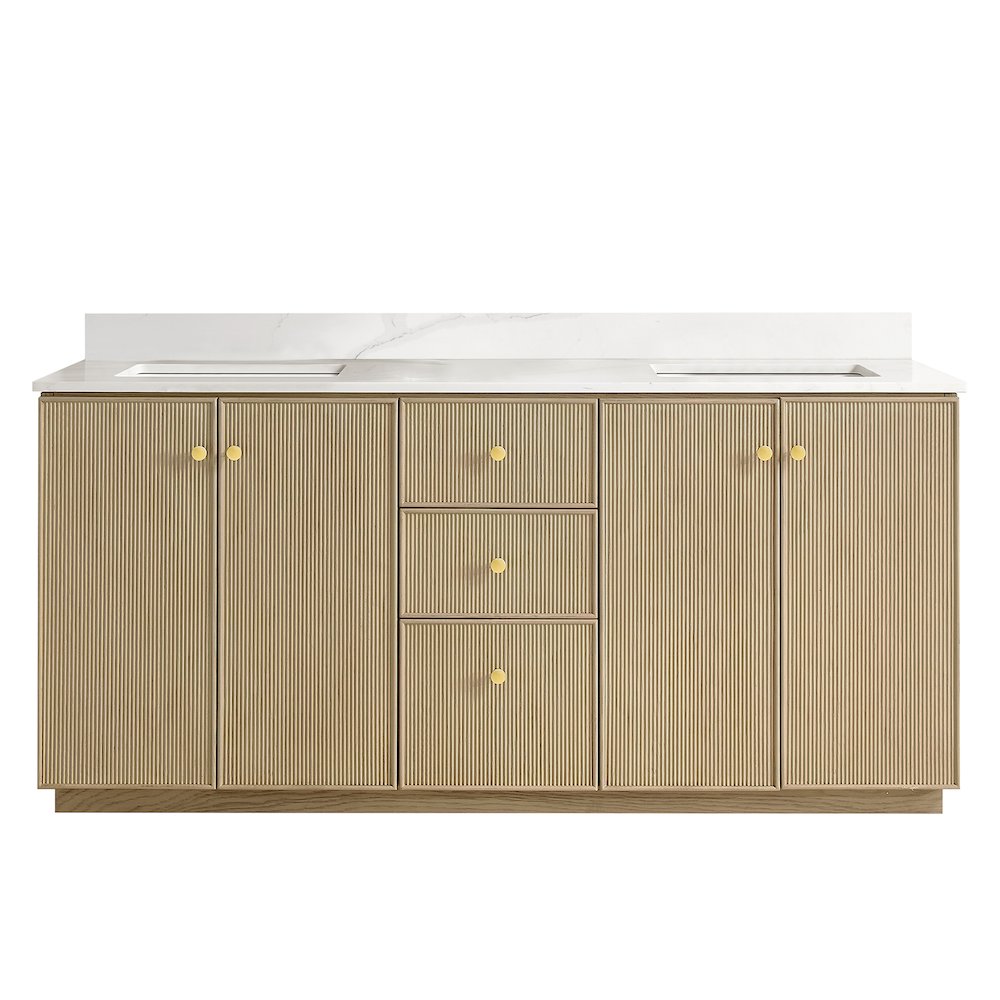 Oza 72" Free-standing Double Bath Vanity in Aged Natural Oak. Picture 2
