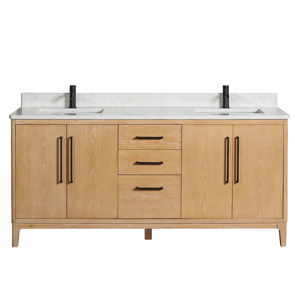 Gara 72" Free-standing Double Bath Vanity in Washed Ash Grey. Picture 1