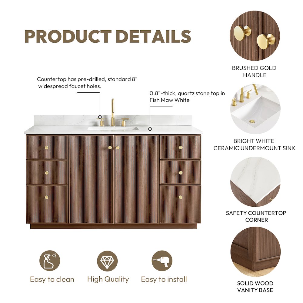 Oza 60" Free-standing Single Bath Vanity in Aged Dark Brown Oak. Picture 17