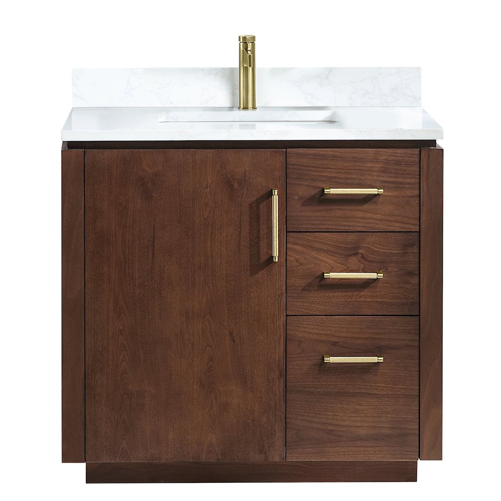 San 36" Free-standing Single Bath Vanity in Natural Walnut. Picture 1