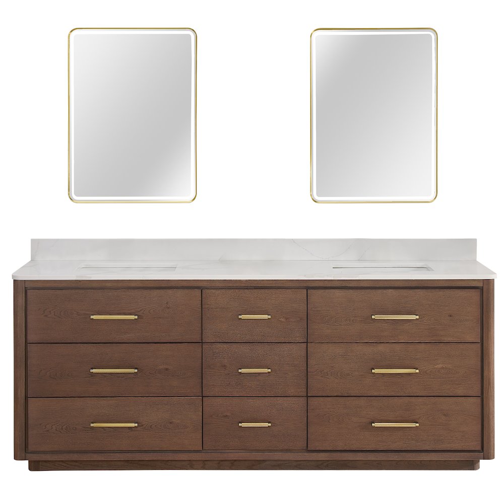 Porto 84" Free-standing Double Bath Vanity in Aged Dark Brown Oak. Picture 2
