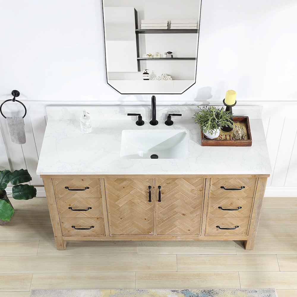 Javier 60" Free-standing Single Bath Vanity in Spruce Antique Brown. Picture 5