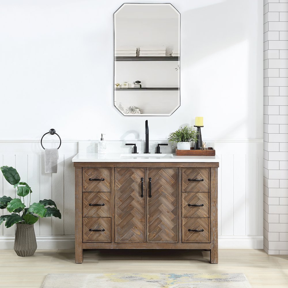 Javier 48" Free-standing Single Bath Vanity in Spruce Antique Gray. Picture 3