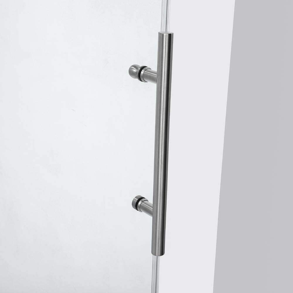 Villena 52" W x 78" H Single Sliding Frameless Shower Door in Brushed Nickel. Picture 2
