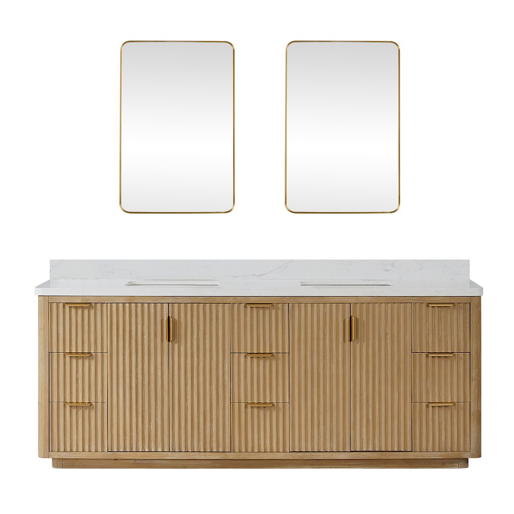 Cádiz 84in. Free-standing Double Bathroom Vanity in Washed Ash Grey. Picture 2