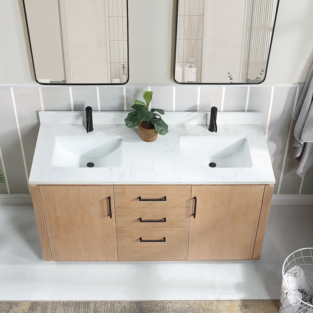 San 60M" Free-standing Double Bath Vanity in Fir Wood Brown. Picture 5