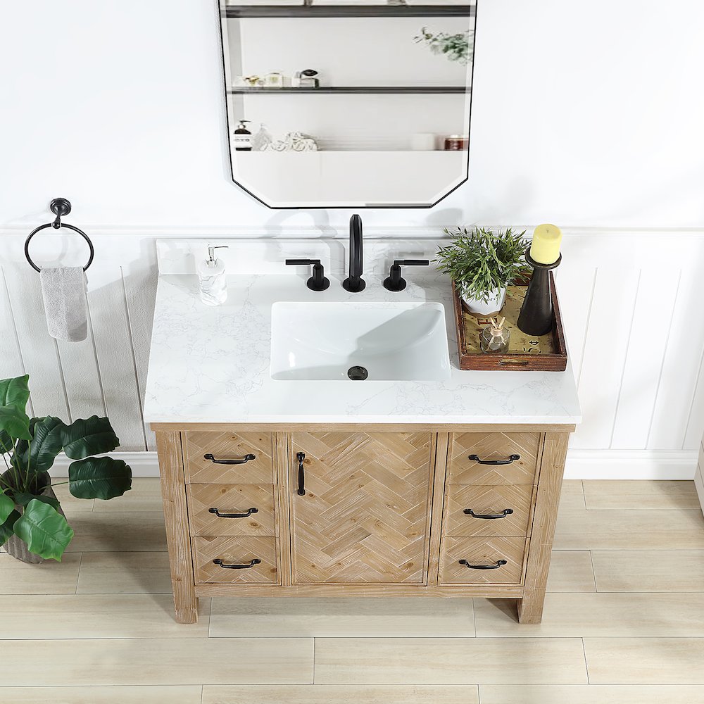 Javier 42" Free-standing Single Bath Vanity in Spruce Antique Brown. Picture 4