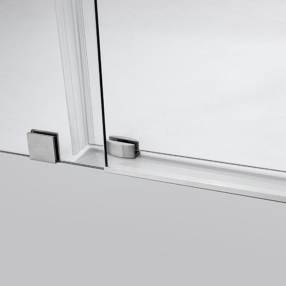 Villena 52" W x 78" H Single Sliding Frameless Shower Door in Brushed Nickel. Picture 4