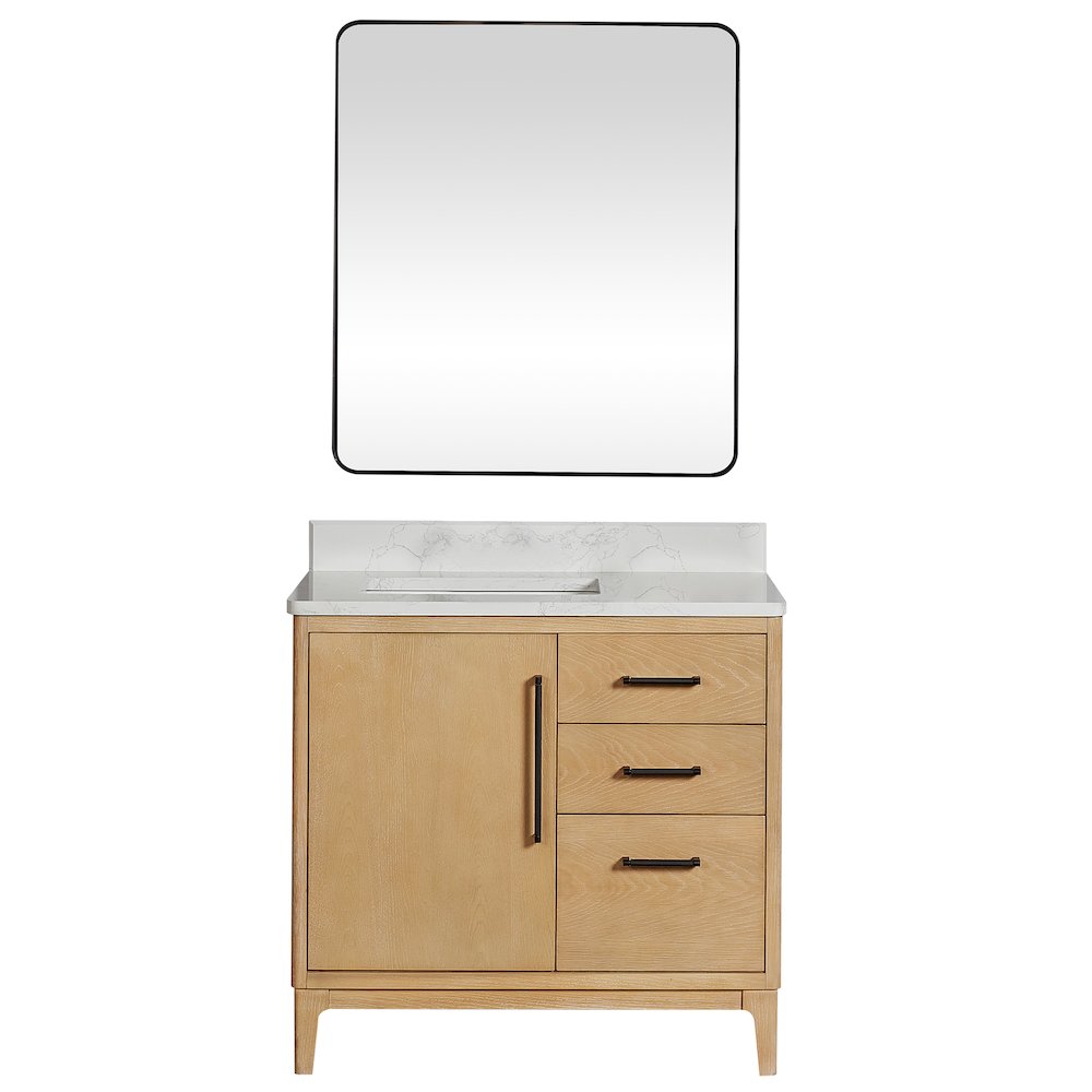 Gara 36" Free-standing Single Bath Vanity in Washed Ash Grey. Picture 2