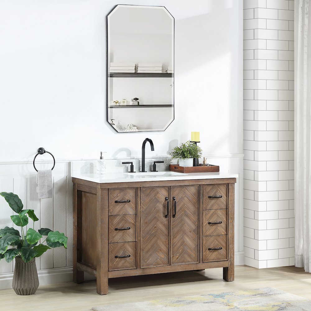 Javier 48" Free-standing Single Bath Vanity in Spruce Antique Gray. Picture 4