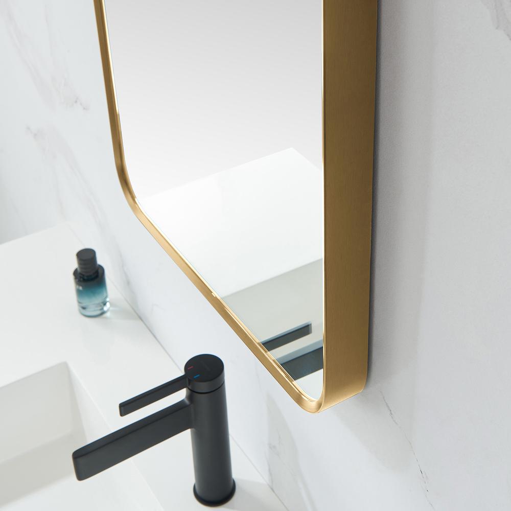 Mutriku 18 in. W x 36 in. H Rectangle Metal Wall Mirror in Brushed Gold. Picture 6