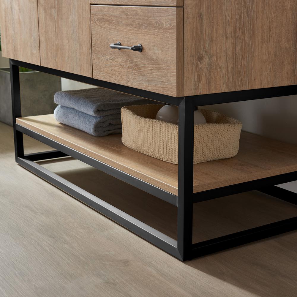 42B" Single Vanity with White Grain Stone Countertop With Mirror. Picture 4