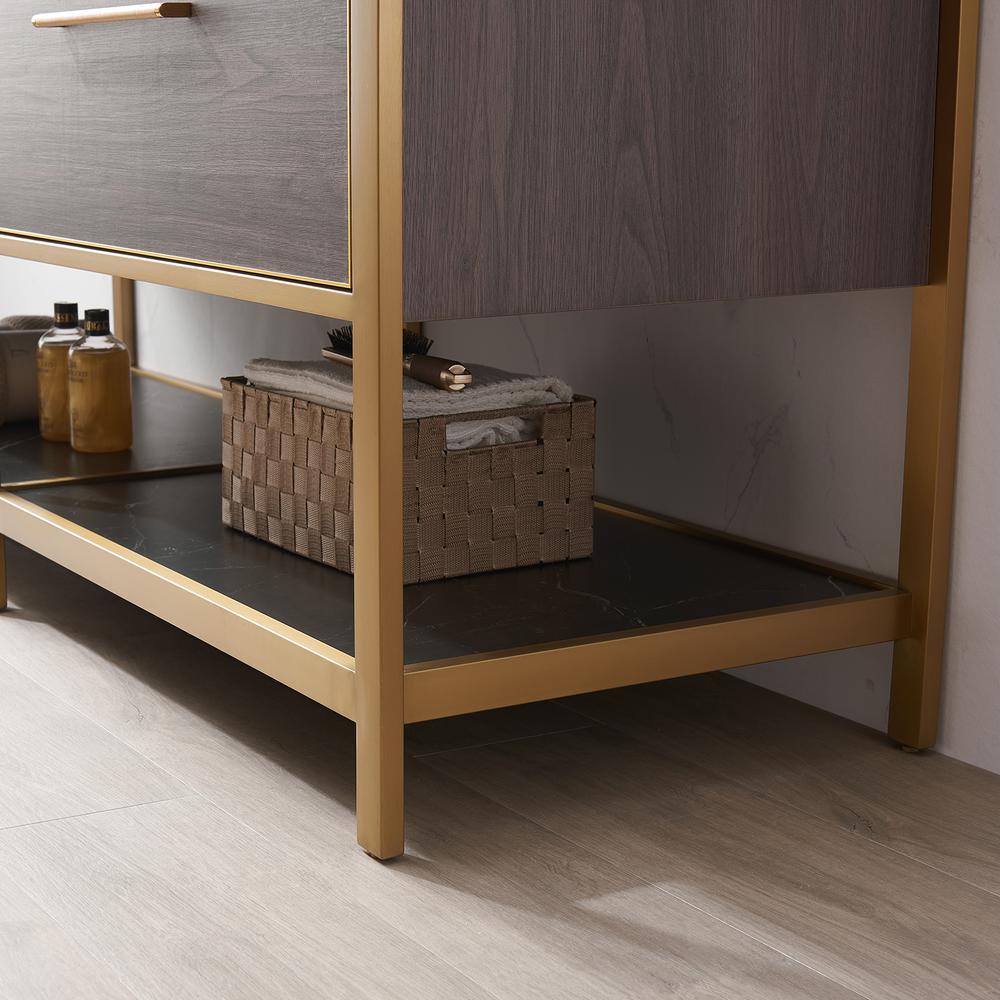 Double Sink Bath Vanity with Black Sintered Stone Top. Picture 13