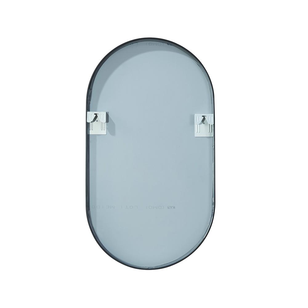 Miajadas 20 in. W x 36 in. H Oval Metal Wall Mirror in Brushed Black. Picture 2