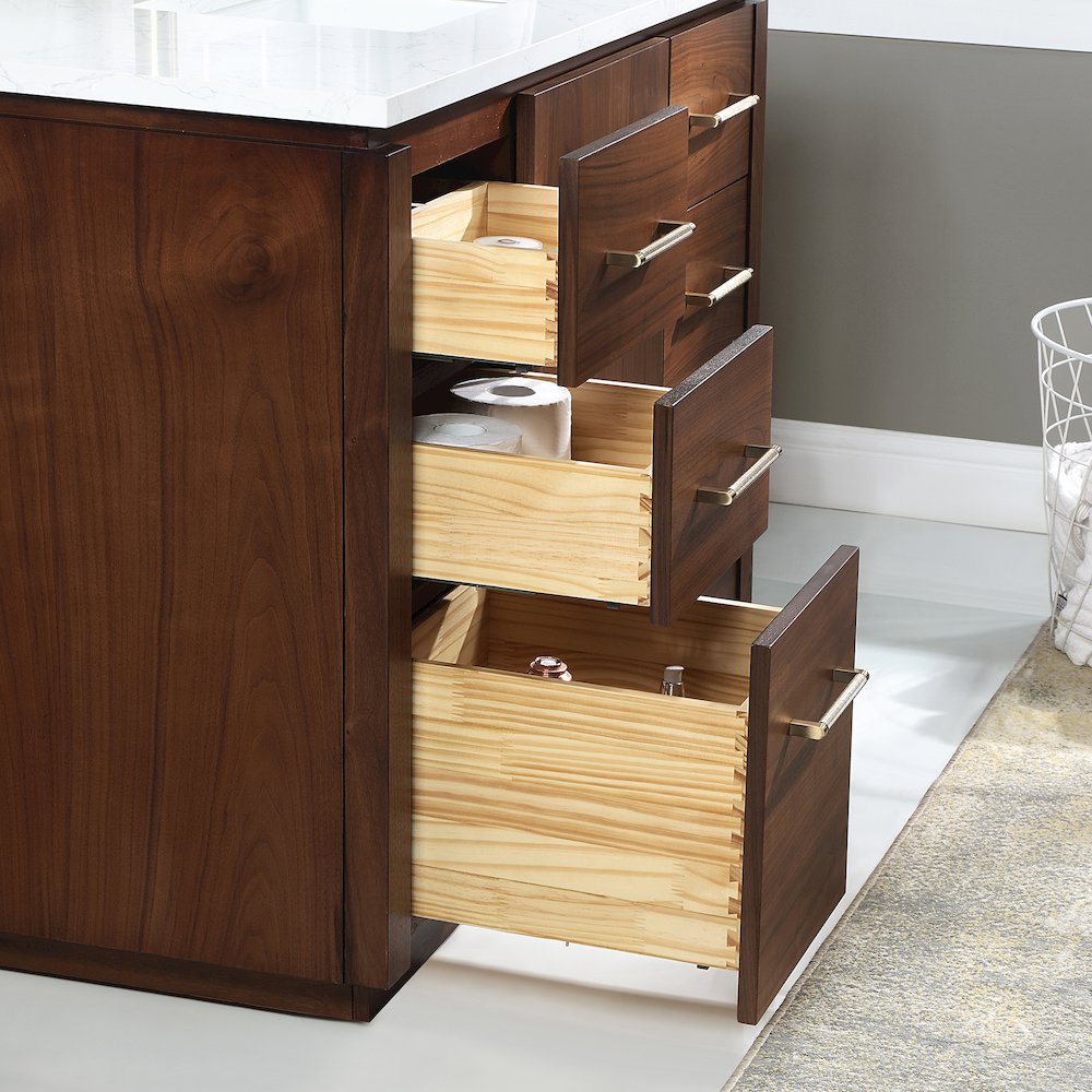 San 60" Free-standing Single Bath Vanity in Natural Walnut. Picture 12