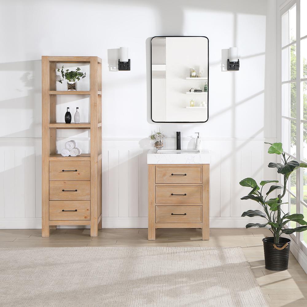 León 22in. Brown Storage Cabinet for Bathroom, Kitchen and Living Room. Picture 11