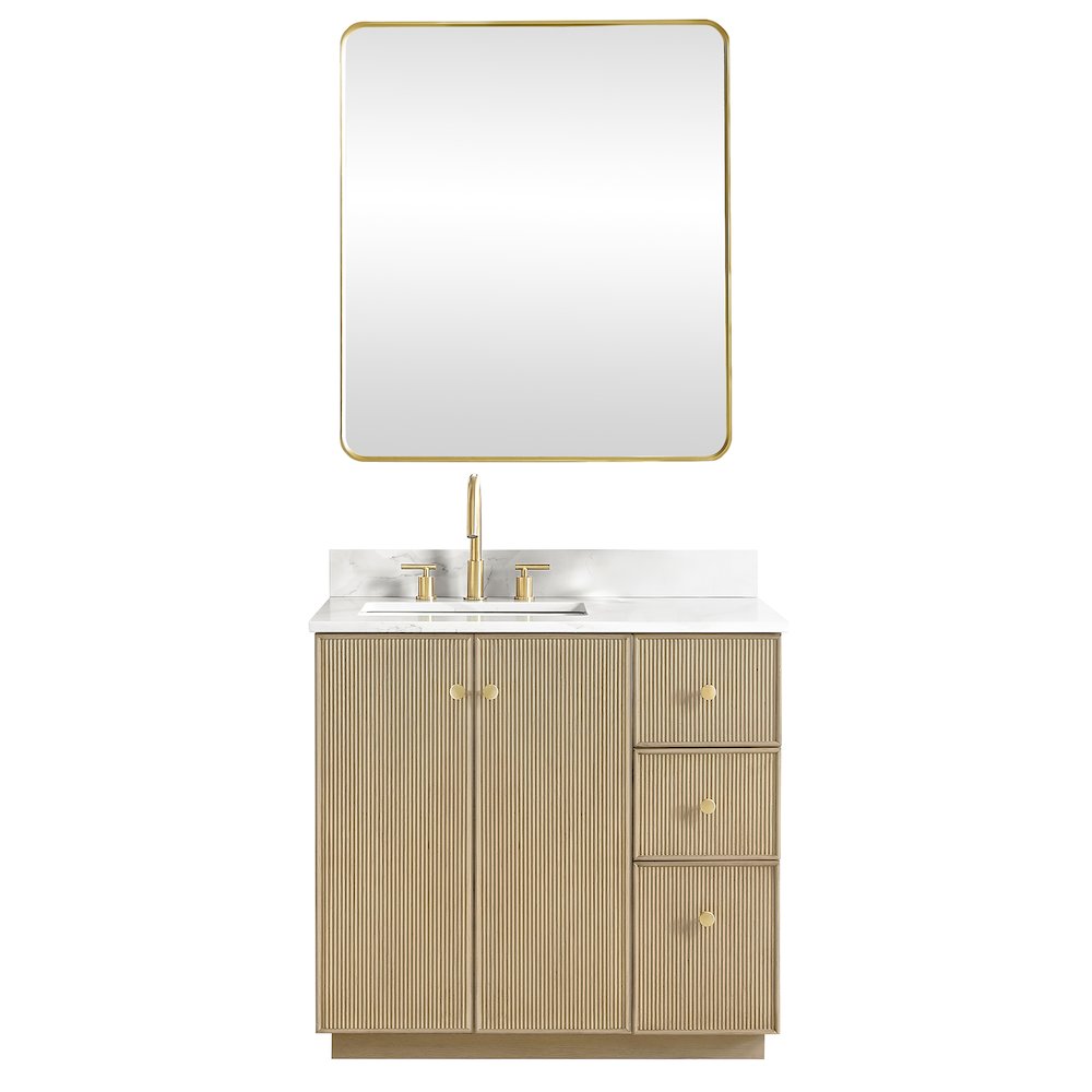 Oza 36" Free-standing Single Bath Vanity in Aged Natural Oak. Picture 1