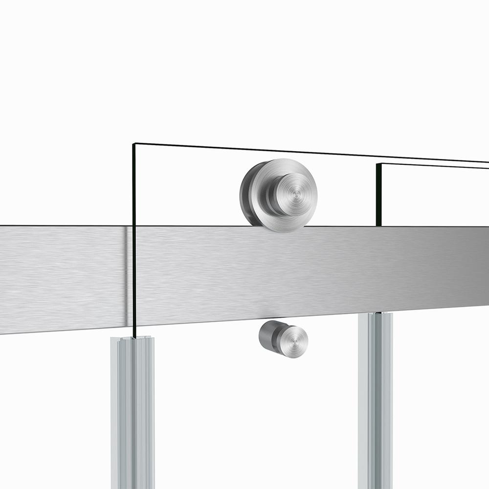Rectangle Double Sliding Frameless Shower Enclosure in Brushed Nickel. Picture 3