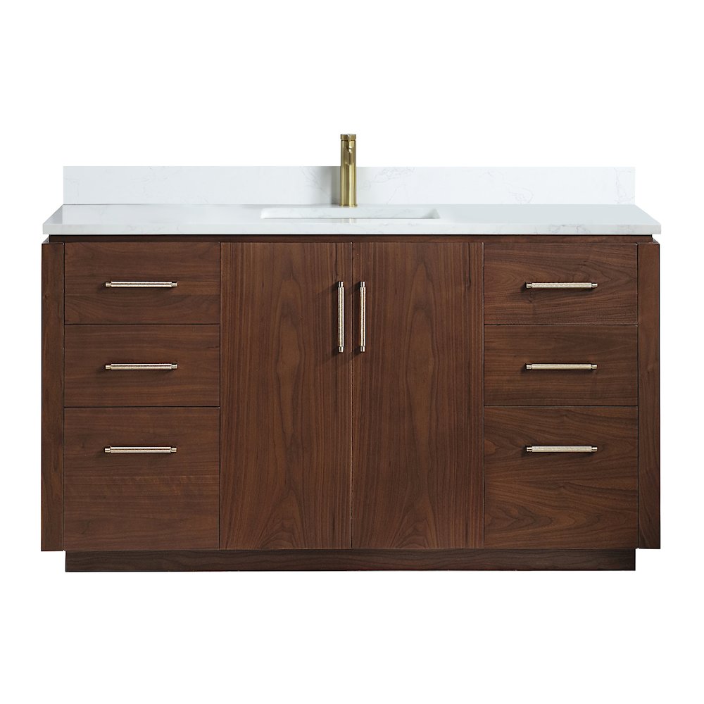 San 60" Free-standing Single Bath Vanity in Natural Walnut. Picture 1