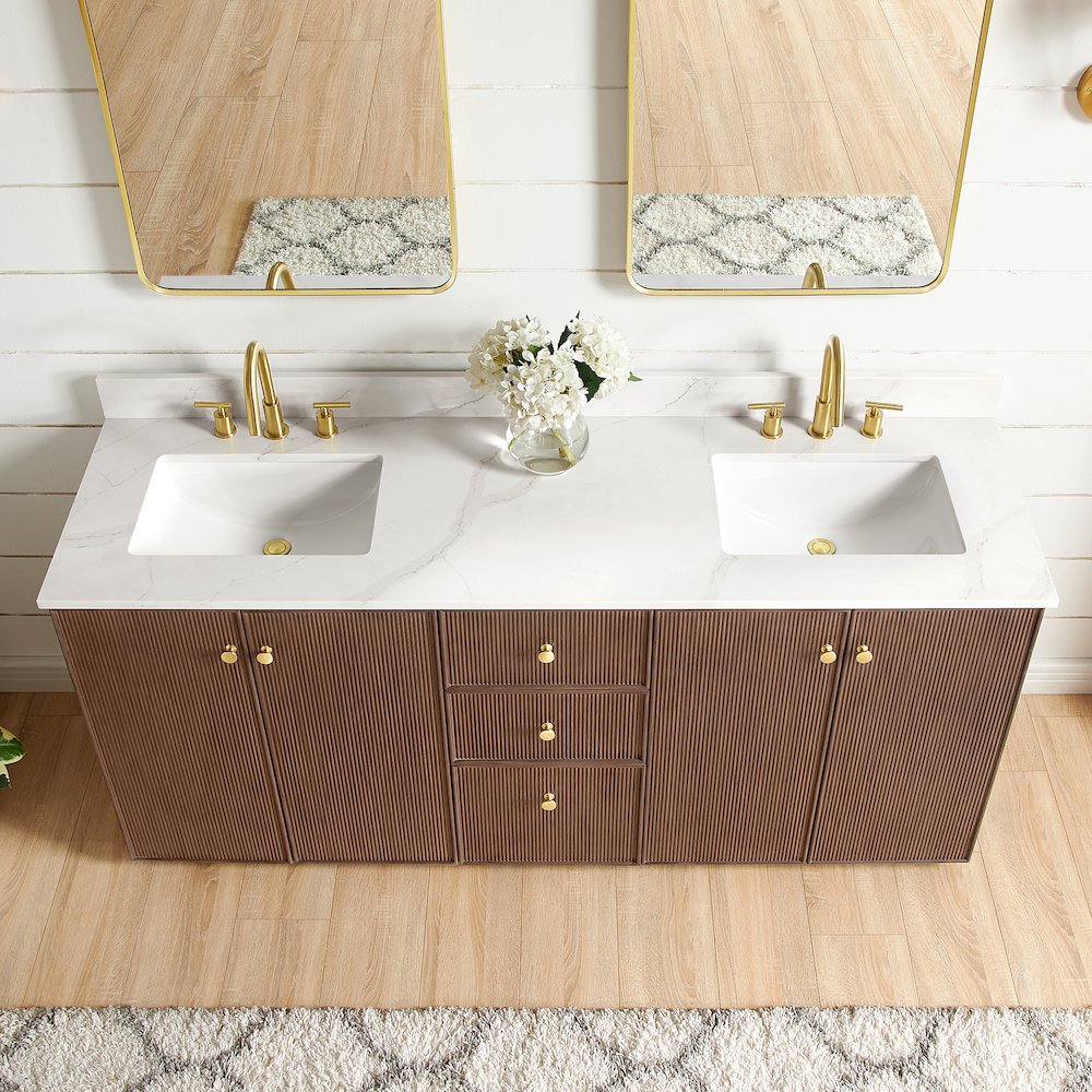 Oza 72" Free-standing Double Bath Vanity in Aged Dark Brown Oak. Picture 6