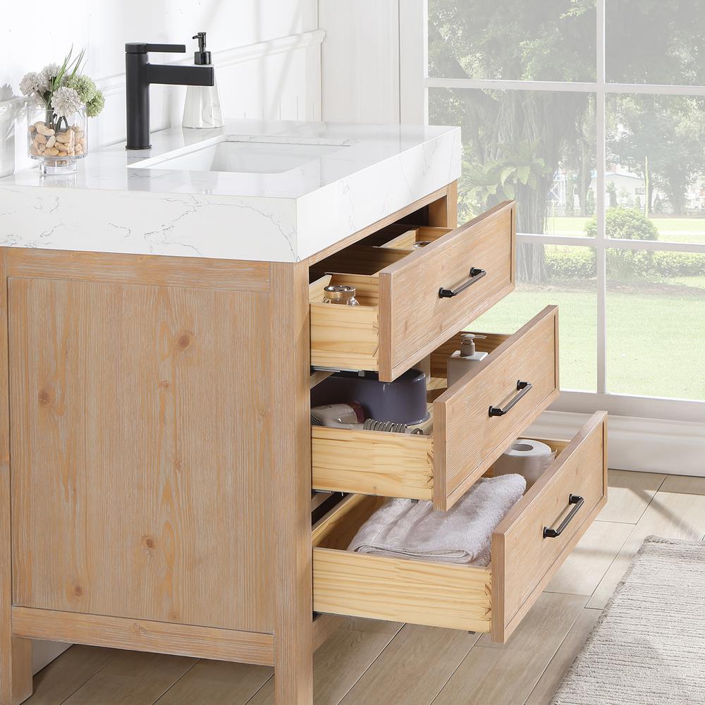 Free-standing Single Bathroom Vanity with Composite top and Mirror. Picture 11
