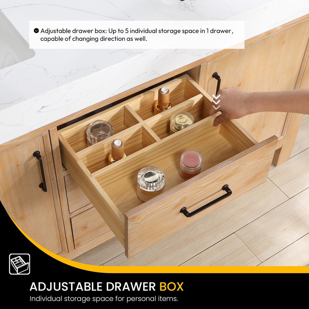 Free-standing Double Bathroom Vanity with Composite top in Lightning White. Picture 7