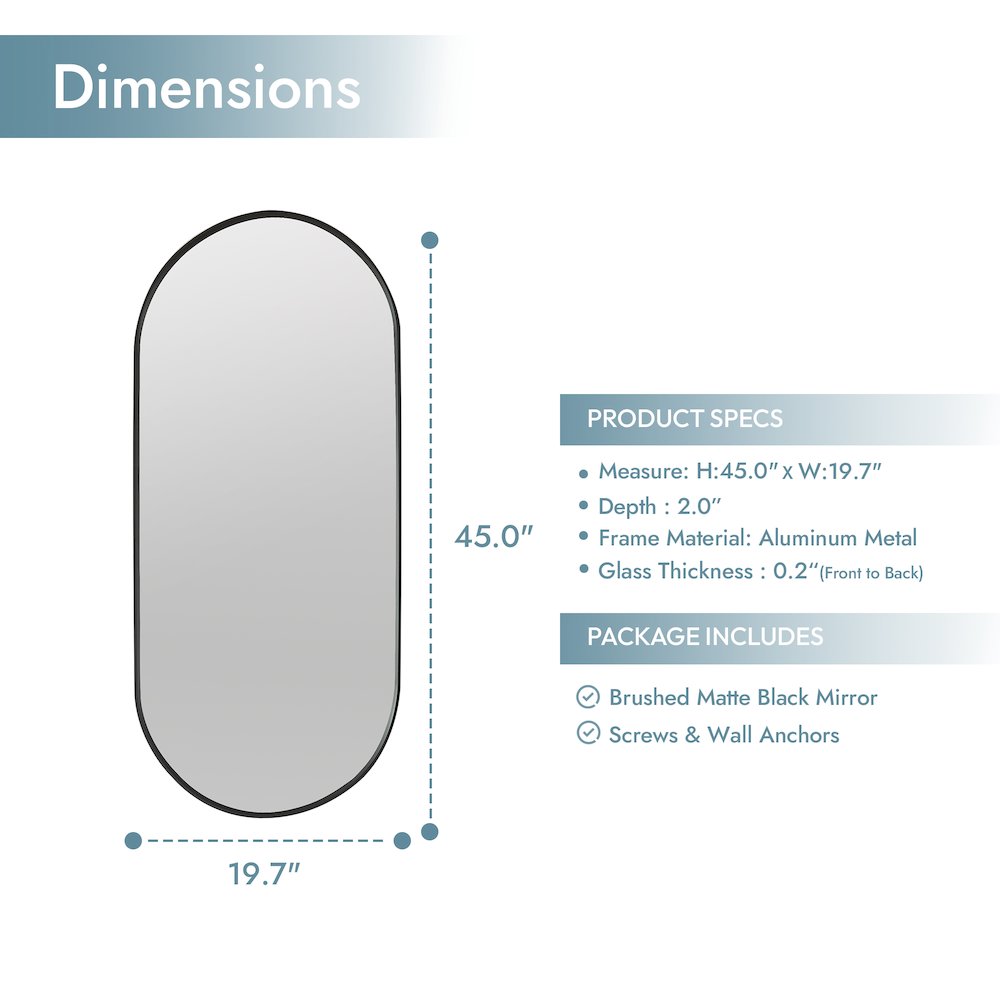 Oval Aluminum Framed Wall Mount Bathroom Vanity Mirror in Brushed Black. Picture 11