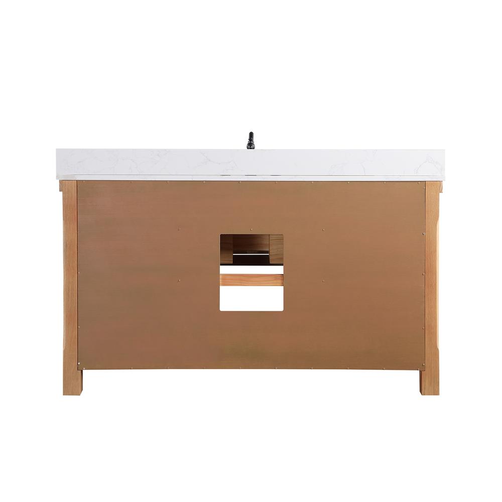 Single Bath Vanity with Composite Stone Top, White Farmhouse Basin. Picture 3