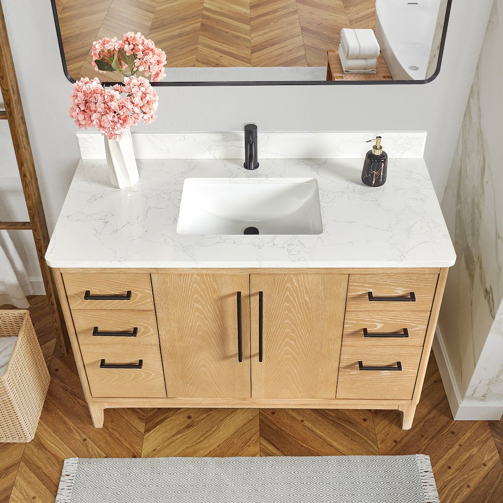 Gara 48" Free-standing Single Bath Vanity in Washed Ash Grey. Picture 6