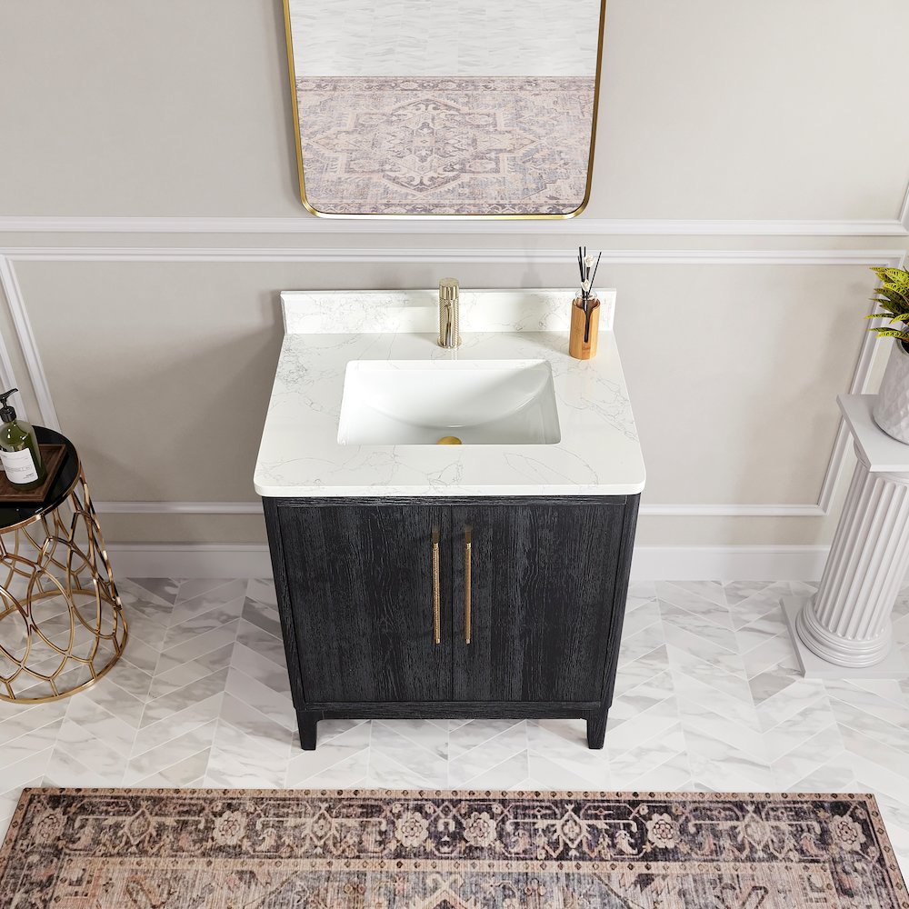Gara 30" Free-standing Single Bath Vanity in Fir Wood Black. Picture 6