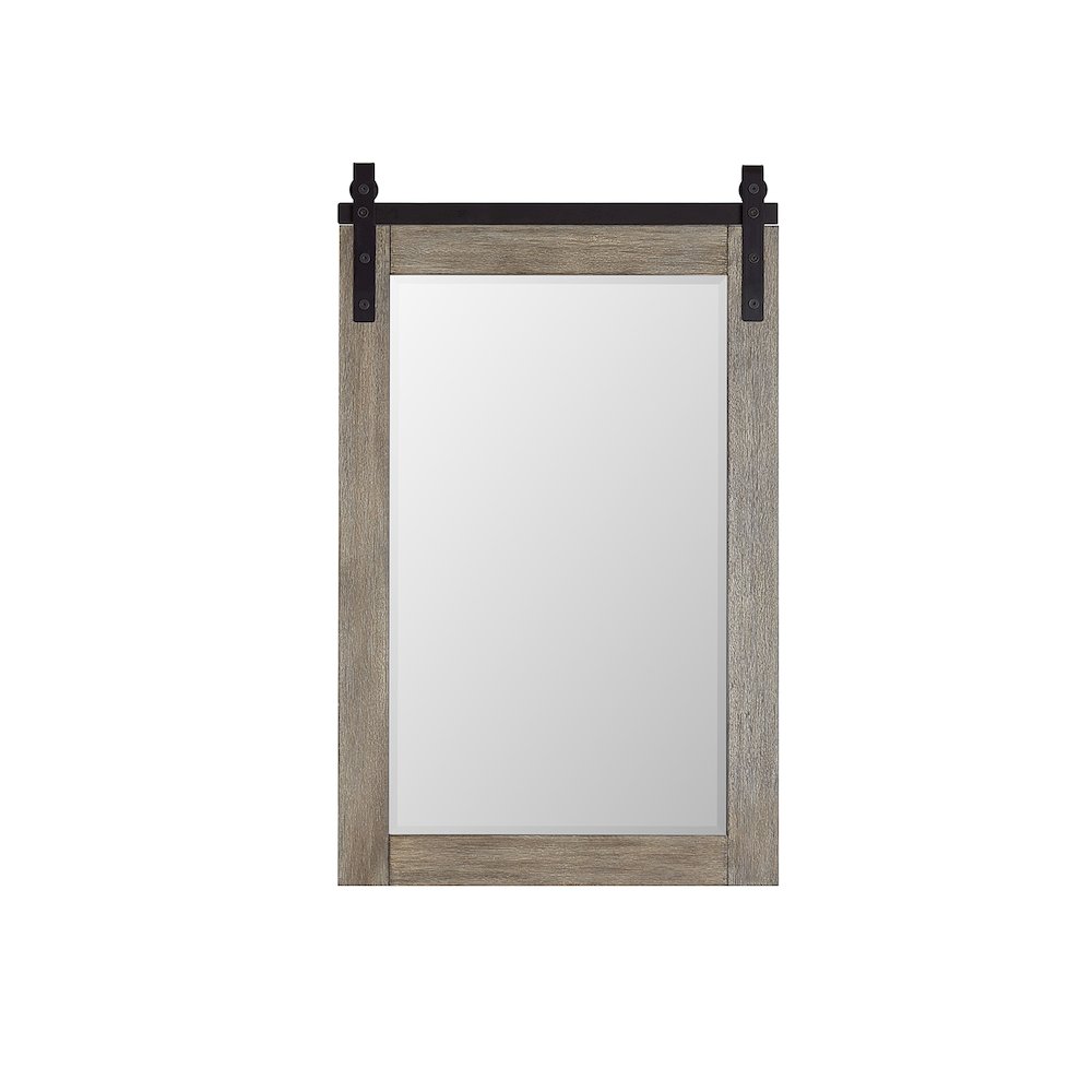 Cortes 24" Rectangular Bathroom Vanity Barndoor Wall Mount Mirror in Grey. Picture 1