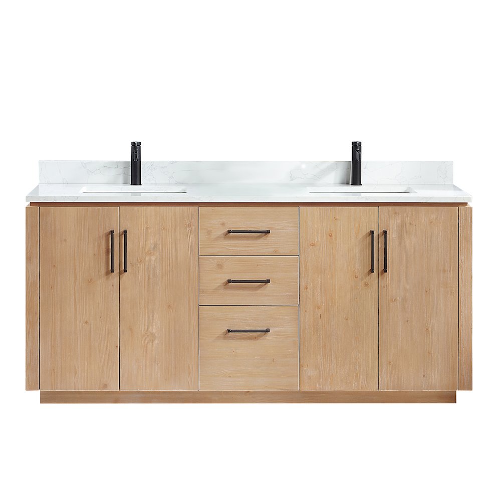 San 72" Free-standing Double Bath Vanity in Fir Wood Brown. Picture 1