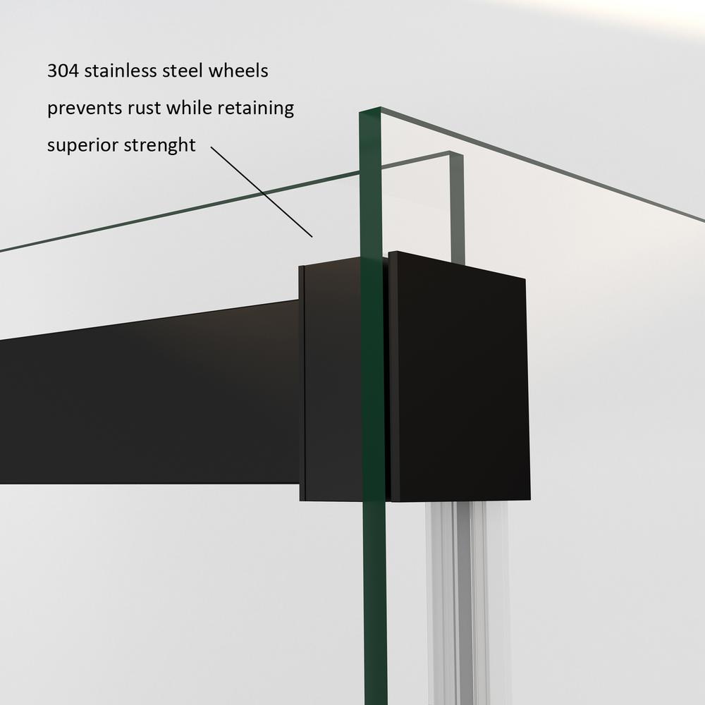 Spezia 56" W x 76" H Double Sliding Frameless Shower Door in Matte Black. Picture 11