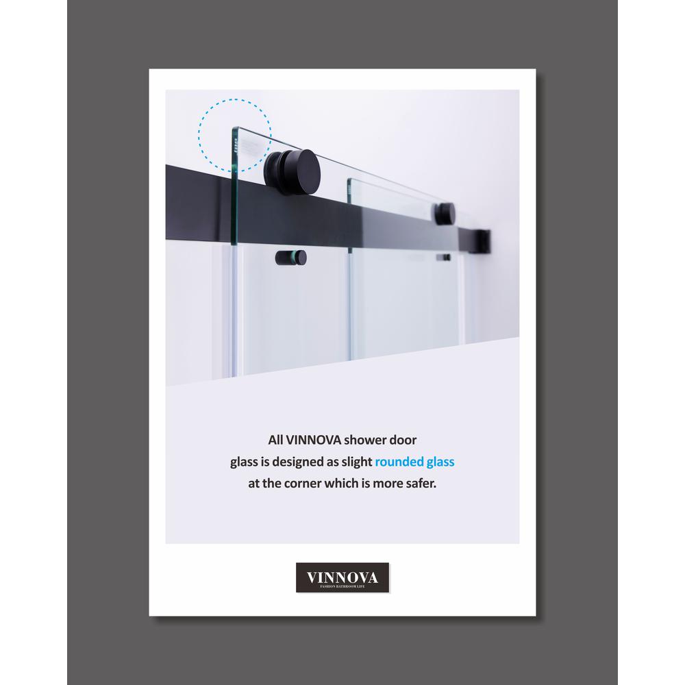 Spezia 60" W x 76" H Double Sliding Frameless Shower Door in Matte Black. Picture 9