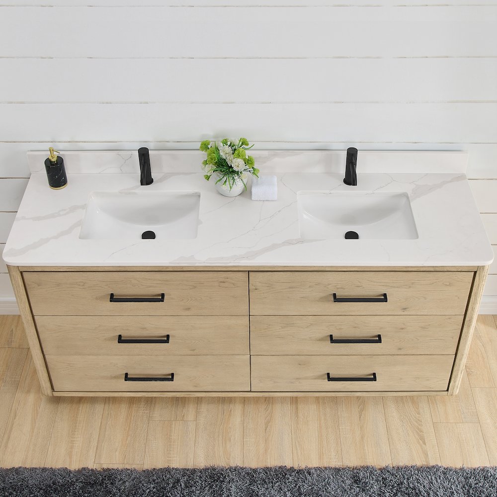 Porto 72" Free-standing Double Bath Vanity in Aged Natural Oak. Picture 5