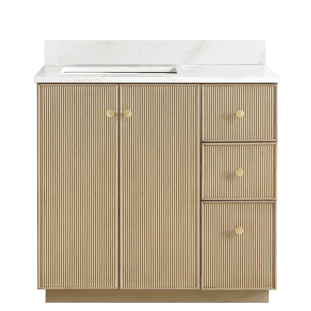 Oza 36" Free-standing Single Bath Vanity in Aged Natural Oak. Picture 1