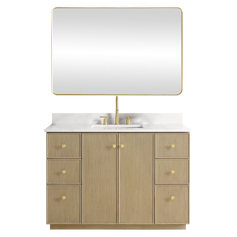 Oza 48" Free-standing Single Bath Vanity in Aged Natural Oak. Picture 1