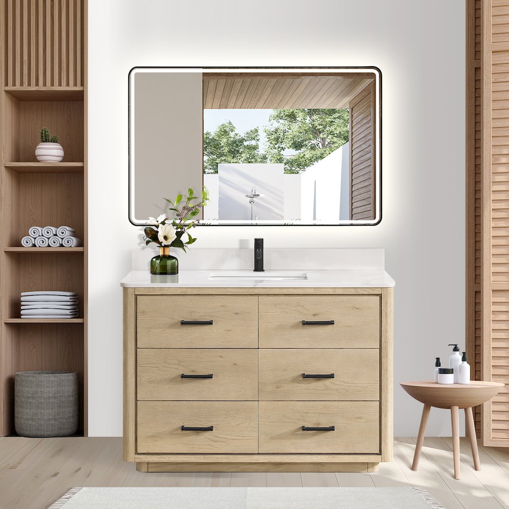 Porto 48" Free-standing Single Bath Vanity in Aged Natural Oak. Picture 8