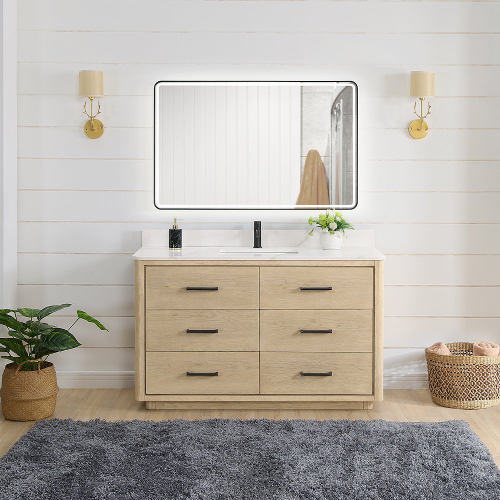 Porto 55" Free-standing Single Bath Vanity in Aged Natural Oak. Picture 6