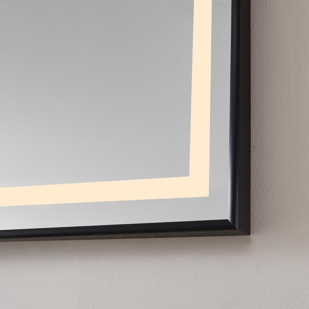 60" Rectangular Aluminum Framed LED Wall Mount Bathroom Vanity Mirror in Black. Picture 3