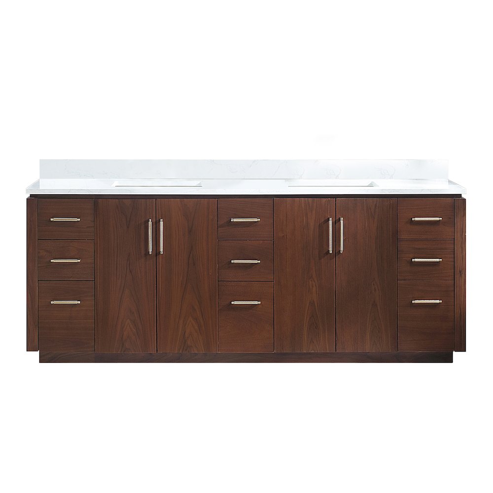 San 84" Free-standing Double Bath Vanity in Natural Walnut. Picture 2